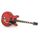 1970s Epiphone EA-250 hollow body electric guitar, made in Japan, ser. no. 0xxxxx2, red finish