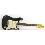 1972 Fender Stratocaster electric guitar, made in USA, ser. no. 3xxxx0, black re-finish with lacquer