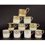 English porcelain coffee cans - ten differing examples, early 19th century (10)