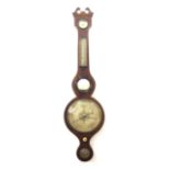 Mahogany five glass barometer signed J. Gilardo, Bristol, the 8" dial within a shaped case with