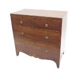 19th century mahogany chest of drawers, with two short over two long drawers, upon bracket feet, 36"