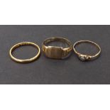 Two 9ct rings and an 18ct ring, 7.2gm (3)