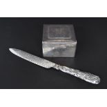 Attractive Victorian silver cake knife, the handle repousse with wheat and with a foliate engraved