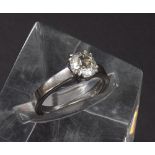 18ct white gold old cushion-cut diamond solitaire ring, estimated 0.85ct approx, colour H/I, 6.