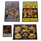 Four framed Clarice Cliff advertising posters, two in association with The Clarice Cliff