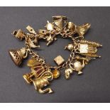 9ct charm bracelet, 94.6gm