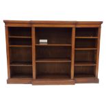 Victorian oak breakfront open bookcase, with adjustable shelves, 72" wide, 48" high