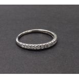 Palladium diamond set half eternity ring, with eighteen round brilliant-cut, marked 950, 2gm, ring