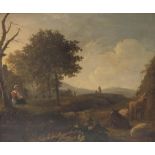 Follower of Balthasar Paul Ommeganck (1755-1826) - Shepherdess and sheep in a landscape with other