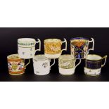 Selection of Derby porcelain coffee cans with various floral patterns, early 19th century (7)