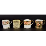 English porcelain coffee cans - four Spode cans with differing designs, early 19th century (4)