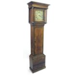 Oak thirty hour longcase clock, the 10" square brass dial signed Robert Coster, Newbury on the brass