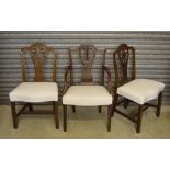 Pair of 18th century Hepplewhite style mahogany dining chairs, with pierced vase foliate splats over