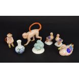 Six Herend hand painted porcelain figures of animals, to include a pair of ducks, a swimming duck, a