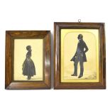 19th Century School - full length silhouette profile of a gentleman modelled standing holding a