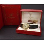 Must de Cartier silver-gilt lady's wristwatch, circular dial with Roman numerals, case no. 18