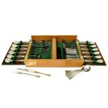 Robert Welch for Old Hall - set of stainless steel cutlery within a teak baize lined folding case,