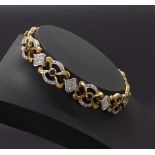 Attractive 18ct yellow gold sapphire and diamond bracelet, with pierced links, each set with