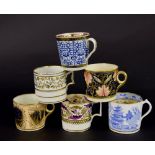 Six early 19th century English porcelain coffee cans including two Worcester examples (6)