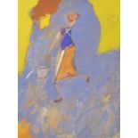 Ben Hartley (1933-1996) - 'One Maid a Dancing', inscribed verso, gouache, 25.5" x 19" *