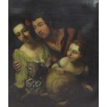 Circle of Thomas Beach (18th century) - Portrait group, a lady, male figure holding a shotgun, and a