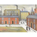 English School (20th/21st century) - 'Not L.S.Lowry', an industrial street scene with figures,