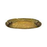 Art Nouveau style bronze oval pen tray, sheathed with flowering foliage, 8.75" wide