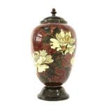 Rare John Bennett, New York (1840-1907) aesthetic pottery vase and cover, painted with flowers