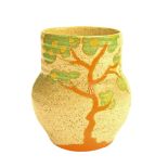 Clarice Cliff 'Goldstone' Bizarre ovoid vase, painted with an orange tree with green and yellow