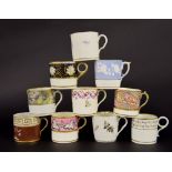 English porcelain coffee cans - ten assorted cans from various potteries, principally early 19th