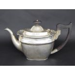 1920s silver teapot of boat shaped form with a card cut type rim, maker Martin Hall & Co Limited,