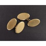 Pair of plain oval 9ct yellow gold cufflinks, 5.9gm, 19mm x 11mm