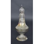 Walker & Hall (John Edward Bingham) silver sifter of baluster form with reeded decoration upon a