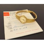 Omega De Ville 18ct lady's dress watch, circa 1967, ref. 711.1527, circular gilt dial with baton
