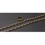 9ct belcher necklet and a ring, 33gm (2)