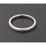 Platinum diamond full eternity ring, 2.7gm, 2mm, ring size J-