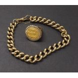 9ct bracelet and a half sovereign ring, 56.5gm