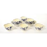 Meissen 'Onion' pattern porcelain - to include two oval lobed cups and saucers and four other