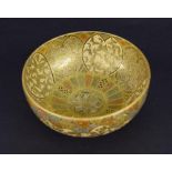 Japanese Satsuma circular footed bowl, finely decorated in typical palette, the exterior with a band