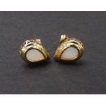 Pair of 9ct yellow gold opal set pear shaped ear studs, 12mm x 8mm approx