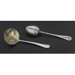 Late Victorian silver Old English pattern straining spoon, maker 'GG' (probably George Gillett),