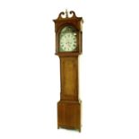 Scottish oak and mahogany eight day longcase clock, the 13" painted arched dial signed Nicholson,