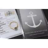 AnchorCert 18ct solitaire diamond ring, round brilliant-cut, 0.44ct approx, clarity VS, colour I,