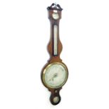 Mahogany four glass banjo barometer signed Dixey, London, the principal 10" silvered dial within a