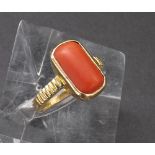 (133129-2-A) 18ct coral set single stone dress ring, 17mm x 11mm, 7.5gm approx, ring size S/T
