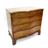 Good George III mahogany serpentine chest of drawers, the top drawer with an internal slide and