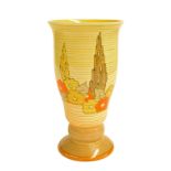 Clarice Cliff 'Capri' vase, shape 780/8, 8.25" high (rim restoration)