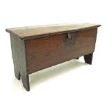 Small 18th century oak plank coffer, 33.5" wide, 17" high (repairs)