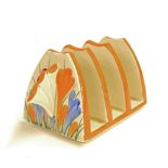 Clarice Cliff 'Autumn Crocus' Bizarre toast rack, 6" wide