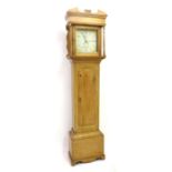 Pine thirty hour longcase clock, the 11" painted dial signed James Bath, Cirencester, with